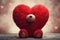 Teddy bear with heartshaped head sitting. Happy Valentines Day. Generative Ai