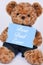 Teddy bear holding blue sign saying Best Dad Ever