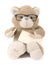 Teddy bear holding greeting card