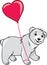 Teddy bear holding a heart shaped balloon