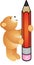 Teddy bear holding pencil