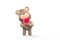 Teddy bear holding the phrase I love you in English writing. 3D Render