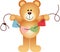 Teddy Bear Holding String Hearts