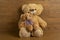 Teddy bear with little bear indoors