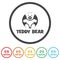 Teddy bear logo. Set icons in color circle buttons