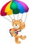 Teddy bear parachute holding heart