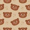 Teddy bear pattern design with bear heads hearts on rose background