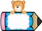 Teddy bear with pencil personalized label sticker