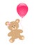 Teddy bear with pink balloon