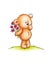 Teddy bear with pink flowers