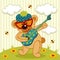 Teddy bear play on a guitar