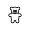 Teddy bear plush thin line icon. Outline symbol baby soft toy for the design of children\'s webstie and mobile applications. Outli