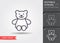 Teddy bear plush toy. Line icon with editable stroke with shadow