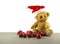 Teddy bear with red chritmas balls