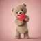 teddy bear with red heart, Adorable Plush Bear with Heart Balloon in Soft Light, Generative AI