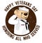 Teddy bear salutes veterans. For design of stripes or cards