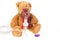 Teddy bear sick in inhaler mask