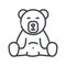 Teddy bear sign line icon isolated on transparent background