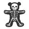 teddy bear skeleton line art sketch vector