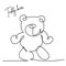 Teddy bear is sneaking around. Cute and mischievous. Continuous one line drawing