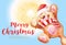 Teddy bear with a sparkler. Santa Claus. Christmas and new Year background. 2017 Merry Christmas and happy New Year greeting