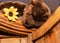 Teddy Bear with sunflower looking from top of wardrobe