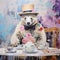 Teddy Bear In Top Hat: A Lively Neo-romantic Portrait At Tea
