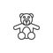 Teddy bear toy line icon, outline vector sign, linear style pictogram isolated on white.