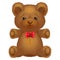 Teddy bear vector brown with a red bow.