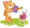 Teddy Bear Watering Flowers