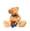 Teddy bear with wooden toys