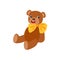 Teddy Bear With Yellow Bow Kids Birthday Party Happy Smiling Animated Object Cartoon Girly Character Festive