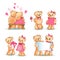 Teddy Bears Collection Love Vector Illustration