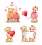 Teddy Bears Collection Love Vector Illustration