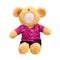 Teddy bears doll isolated on white background. Bear`s doll in pink uniform. Blank face toy for design