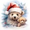 Teddy bears in a hat and scarf, New Year card, wallpaper, background 2024