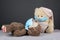 Teddy bears in medical masks,care symbol,covid-19