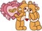 Teddy bears with wedding rings on heart shaped pillow