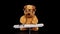 Teddy dog typing on keyboard