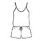 Teddy romper bodysuit technical fashion illustration with scoop neck, shirred shorts. Flat one-piece underwear apparel