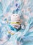 Teddybear rattle toy soft light blue for baby