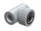 Tee with threaded bushing for polypropylene pipes. Image for advertising plumbing fittings. 3D rendering