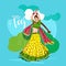 Teej celebration in india beautiful indian woman  illustration