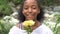 Teen African Girl with Flowers