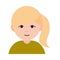 Teen blonde ponytail hair cartoon flat icon
