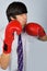 Teen in boxing gloves