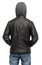 Teen boy in black leather jacket