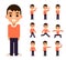 Teen Boy in Different Poses and Actions Characters Icons Set Isolated Flat Design Vector Illustration