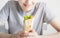 Teen boy eating junk food shawarma close-up. Selective focus on shawarma