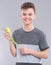 Teen boy with flowers